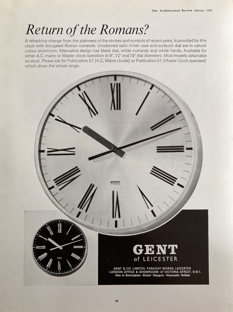The Architect Review Magazine. Press Clipping Electric Clocks January 1969