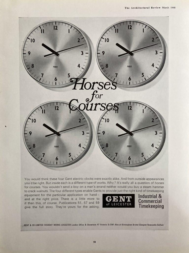 The Architect Review Magazine. Press Clipping Electric Clocks March 1968