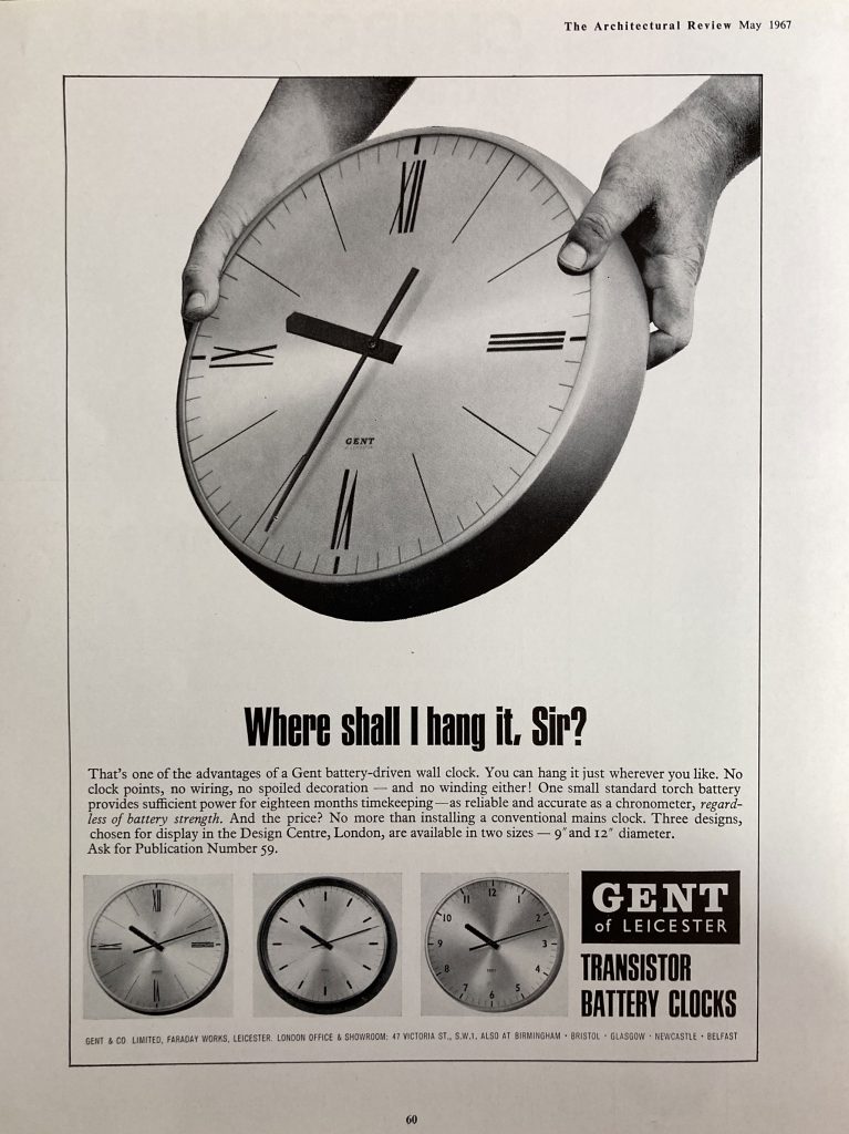 The Architect Review Magazine. Press Clipping Electric Clocks May 1967